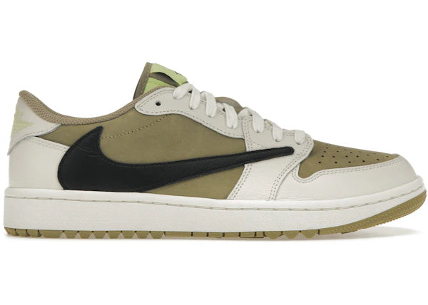 Jordan 1 Retro Low Golf Travis Scott Neutral Olive (DISCOLORED) (DAMAGED BOX)