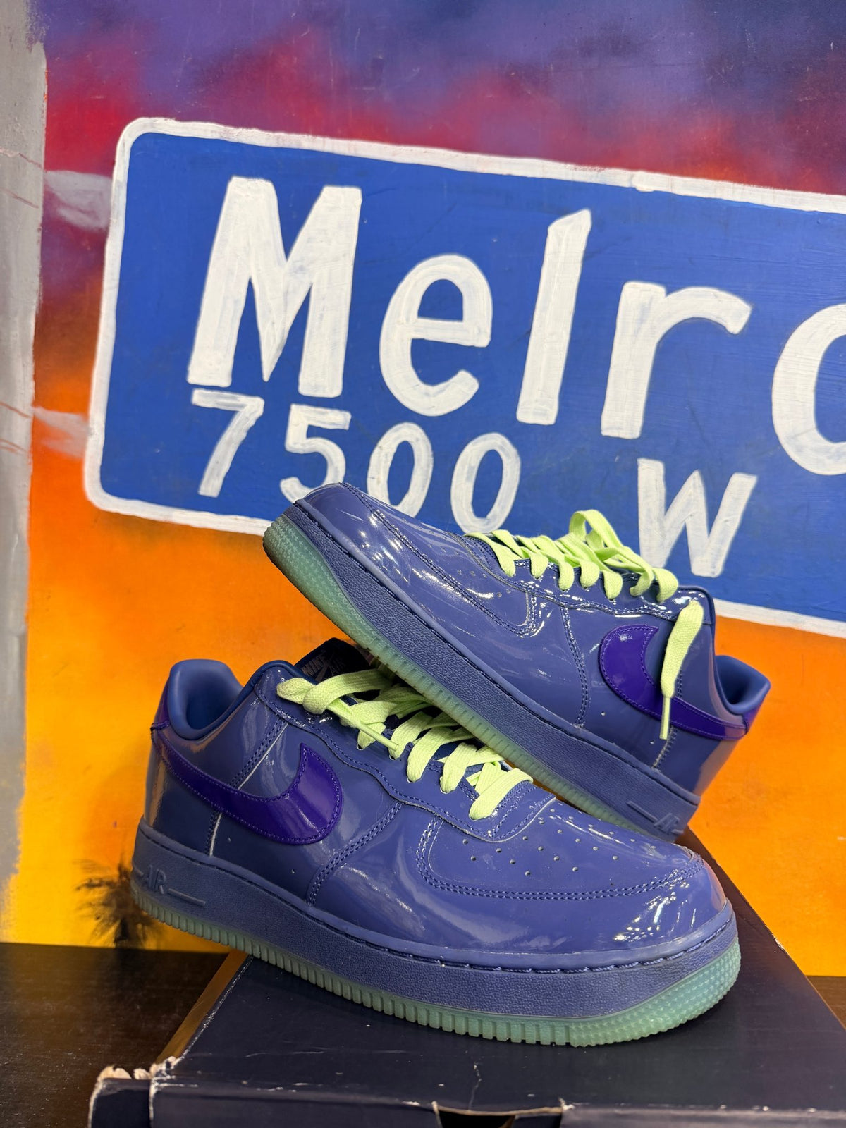 Nike Air Force 1 Low Patent Leather Mystic Navy Grape Ice