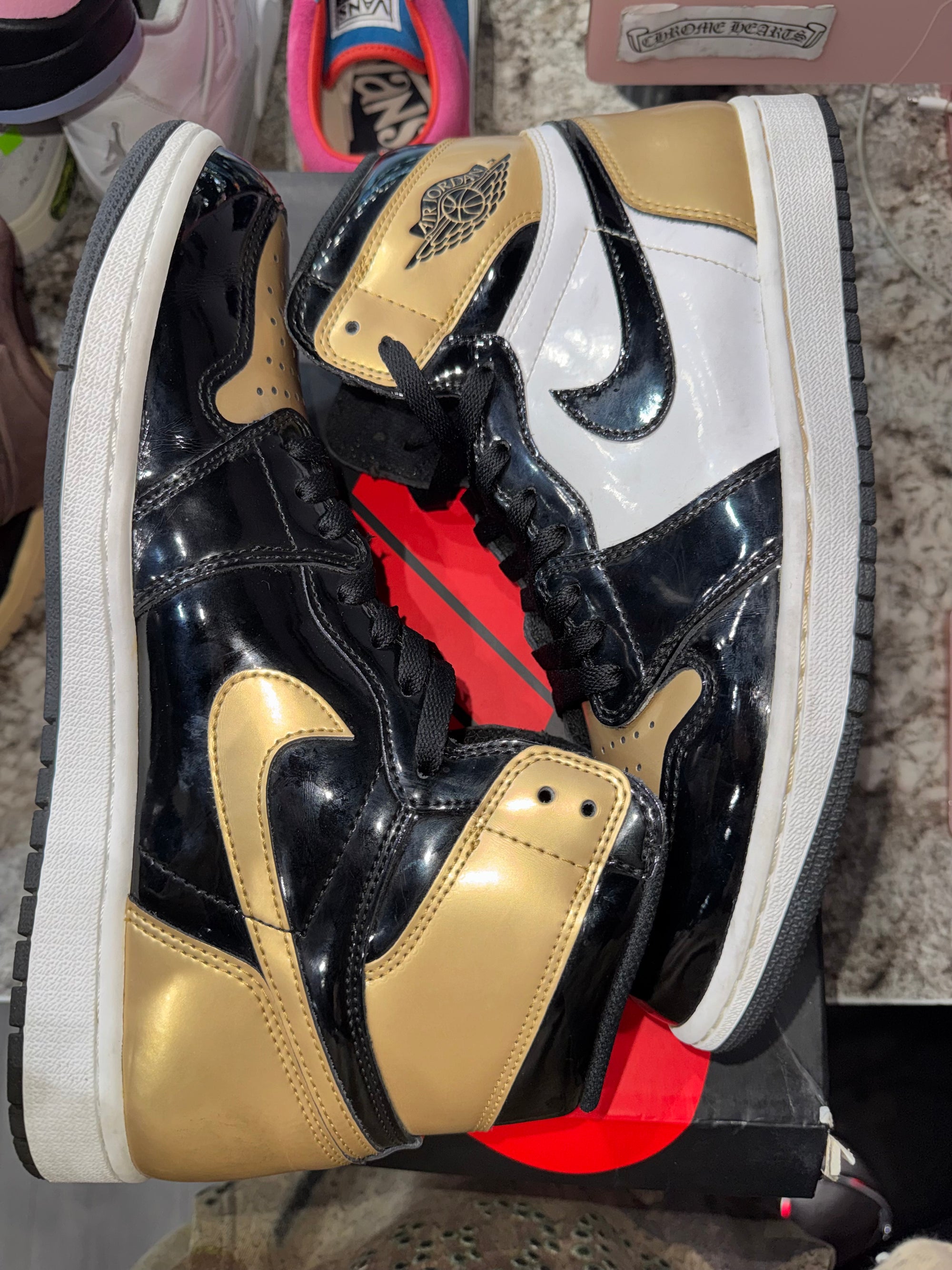 Jordan 1 Retro High NRG Patent Gold Toe