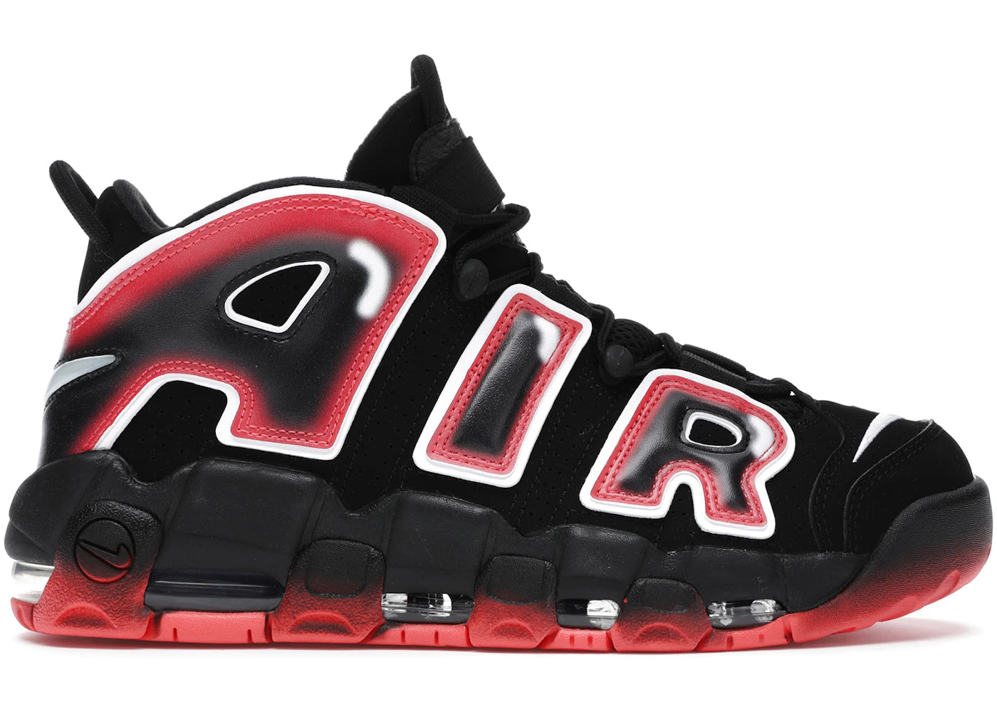 Nike Air More Uptempo Black White Laser Crimson