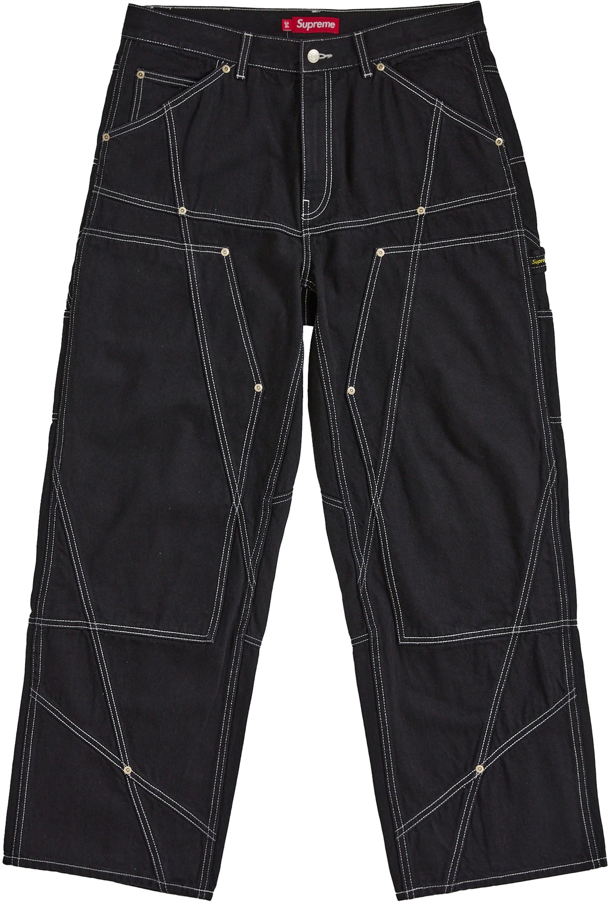 Supreme Contrast Stitch Double Knee Painter Jean Rigid Black