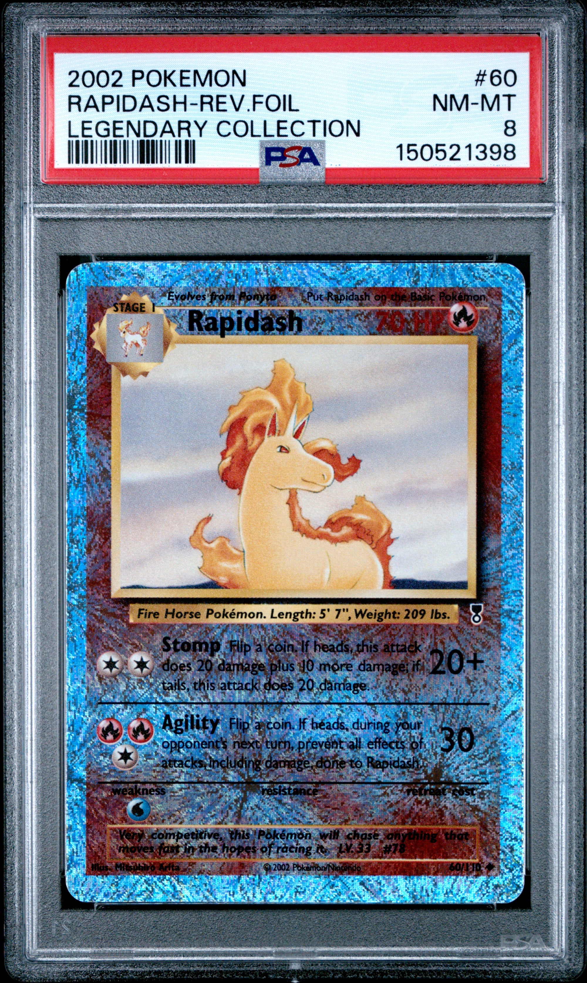 2002 Pokemon Rapidash Legendary Collection Revers Holo PSA 8