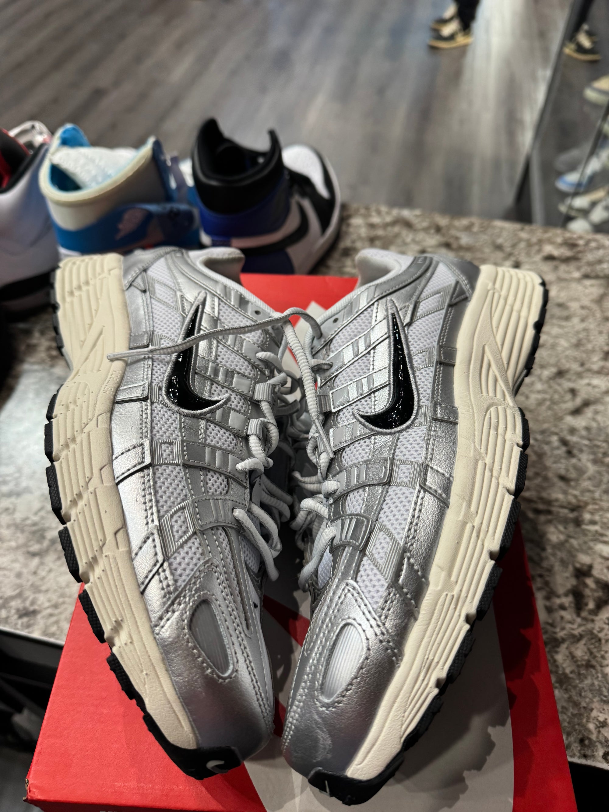 Nike P-6000 White Metallic Silver Flat Silver Black