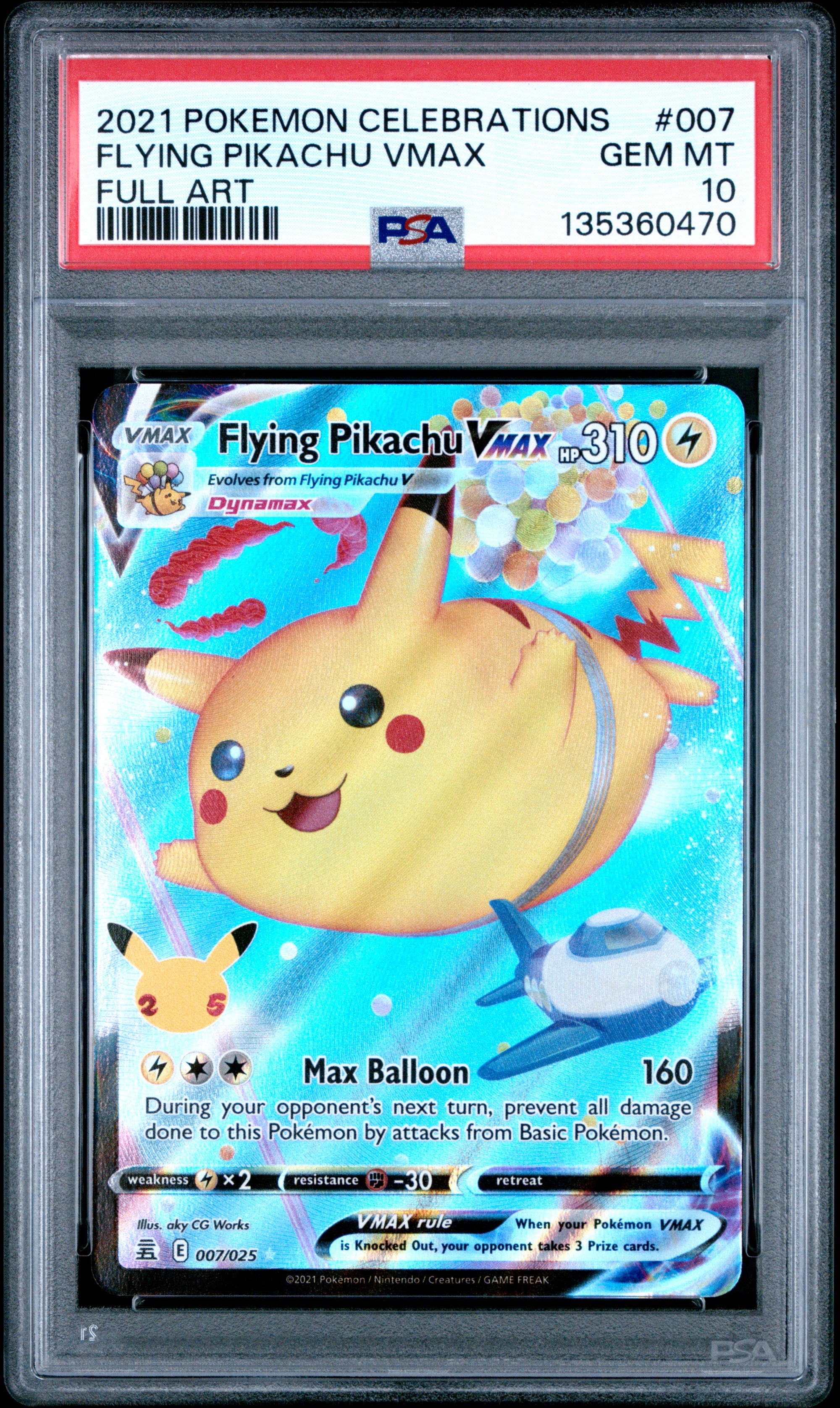 2021 Pokemon Flying Pikachu Celebrations #007 PSA 10