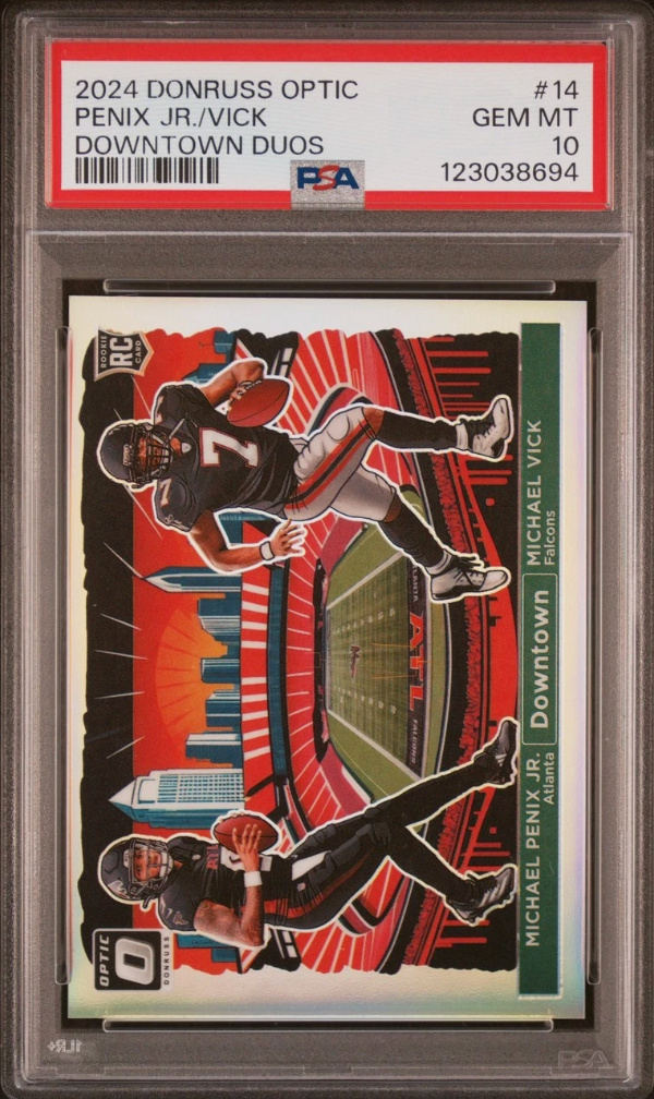 2024 Panini Donruss Optic Downtown Duos #14 Penix Jr./Vick PSA 10