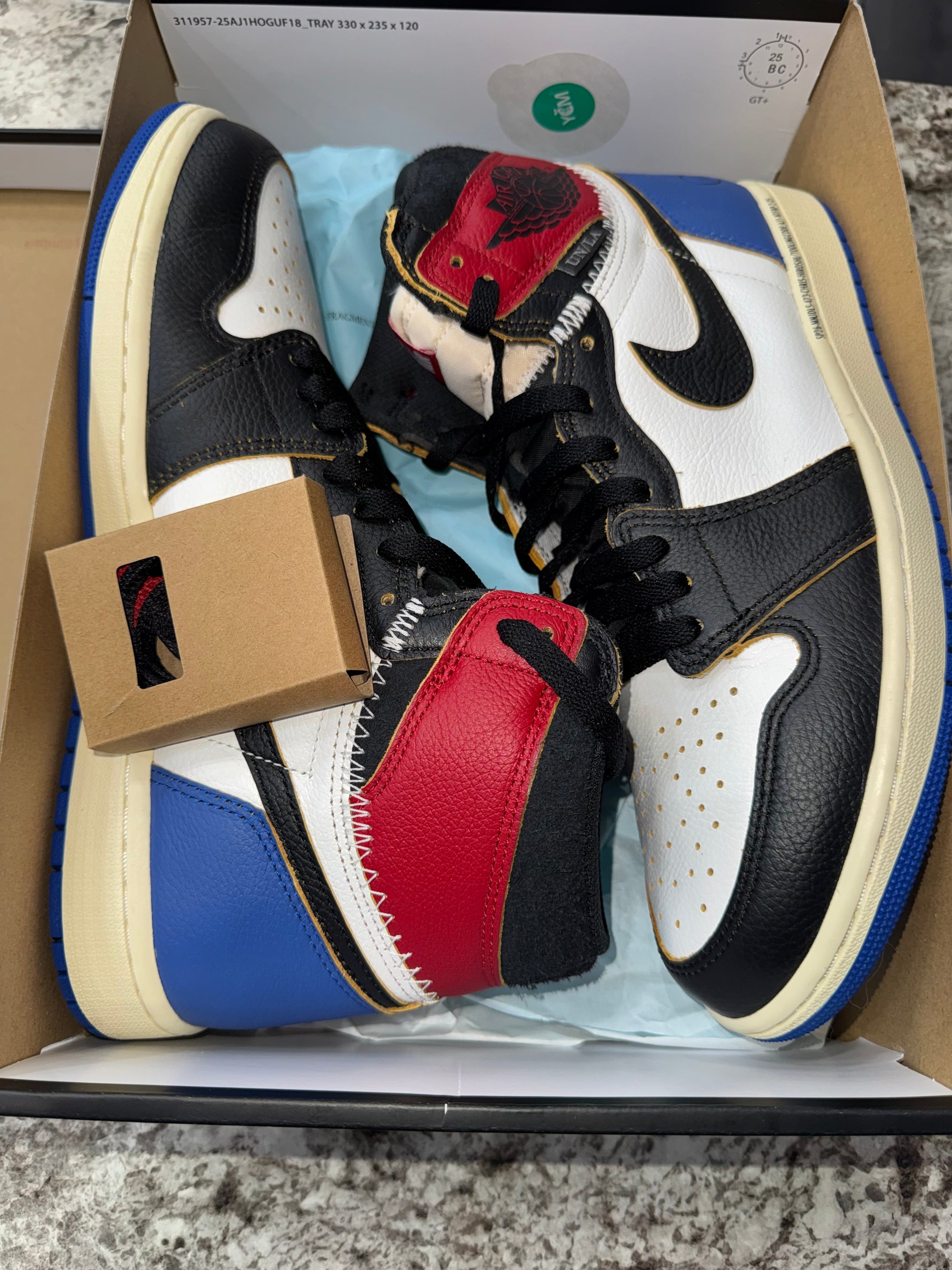 Jordan 1 Retro High OG SP Fragment x Union LA Varsity Red Sport Royal