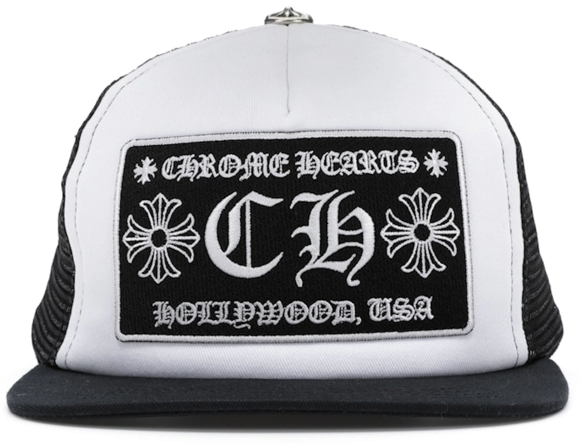 Chrome Hearts CH Hollywood Trucker Hat Black/White