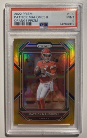 2022 Panini Prizm Patrick Mahomes II #139 Orange Prizm /249 PSA 9