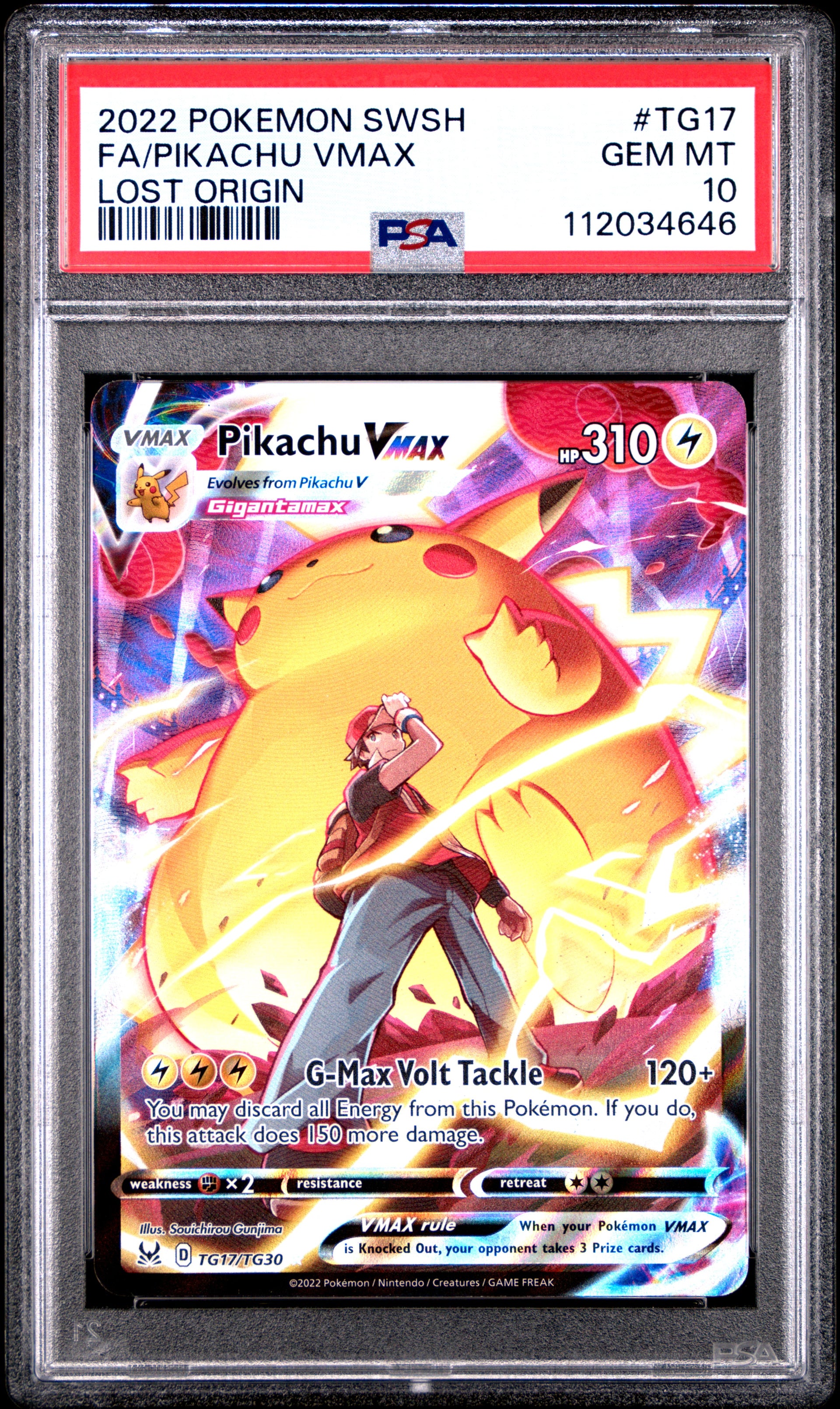 Pikachu VMAX 2022 Pokémon Sword & Shield Lost Origin Full Art #TG17/TG30 (PSA or BGS Graded)