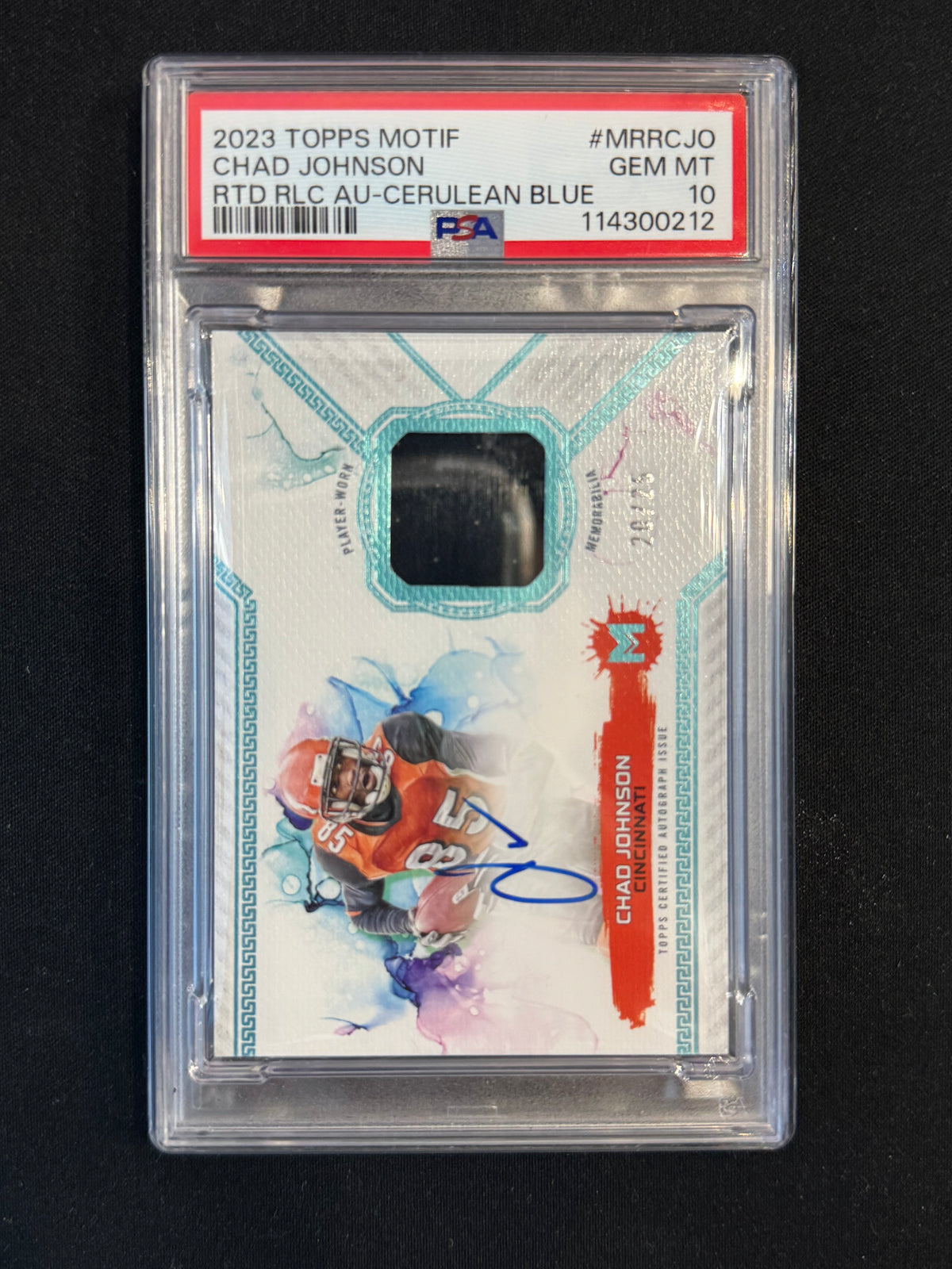 2023 Topps Motif Chad Johnson RTD RLC AU-Cerulean Blue PSA 10