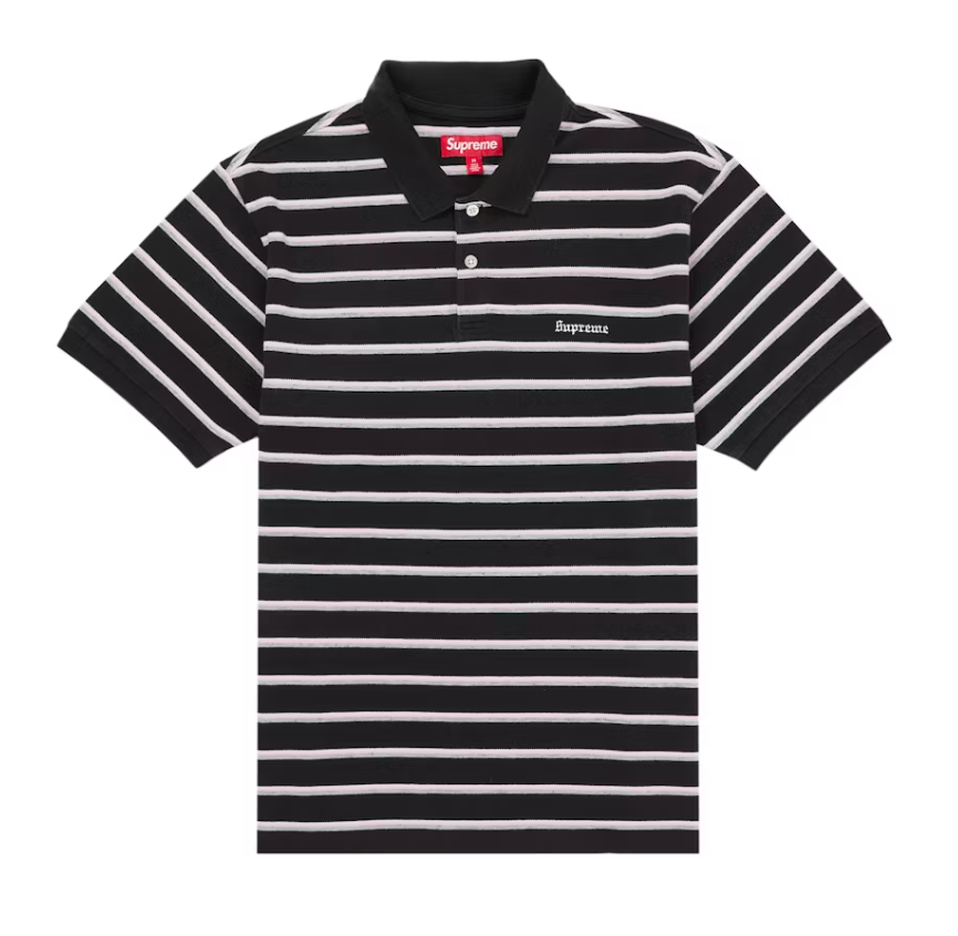 Supreme Washed Stripe Polo Black