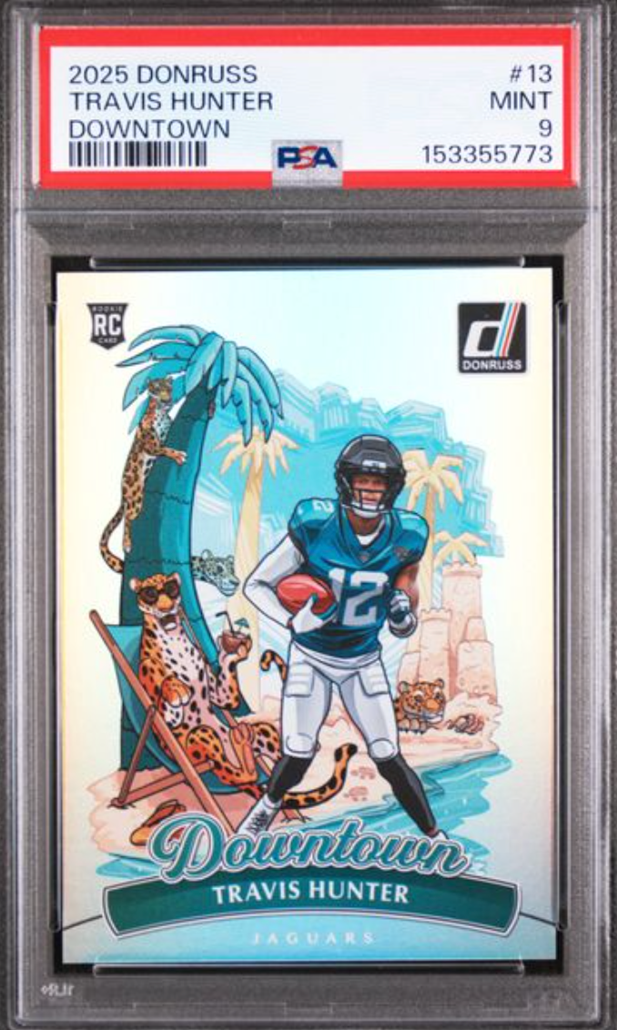 2025 PANINI DONRUSS DOWNTOWN #13 TRAVIS HUNTER PSA 9