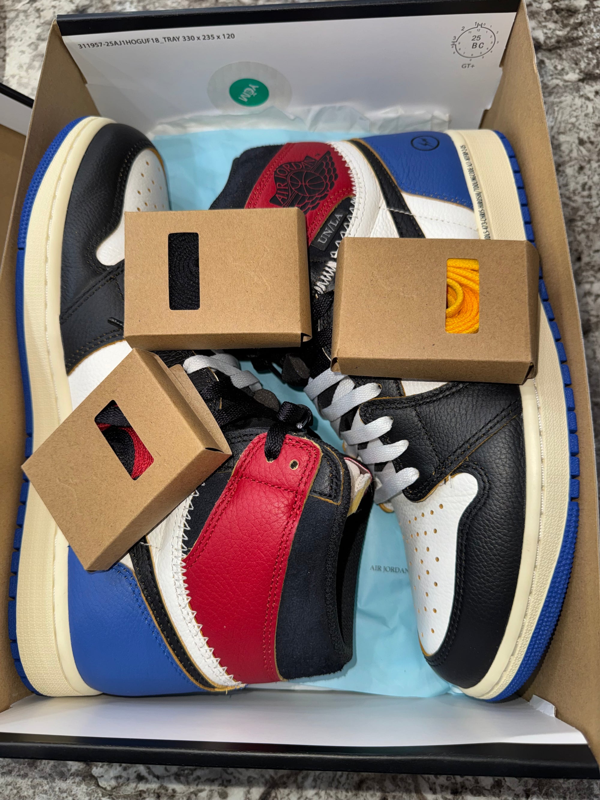 Jordan 1 Retro High OG SP Fragment x Union LA Varsity Red Sport Royal