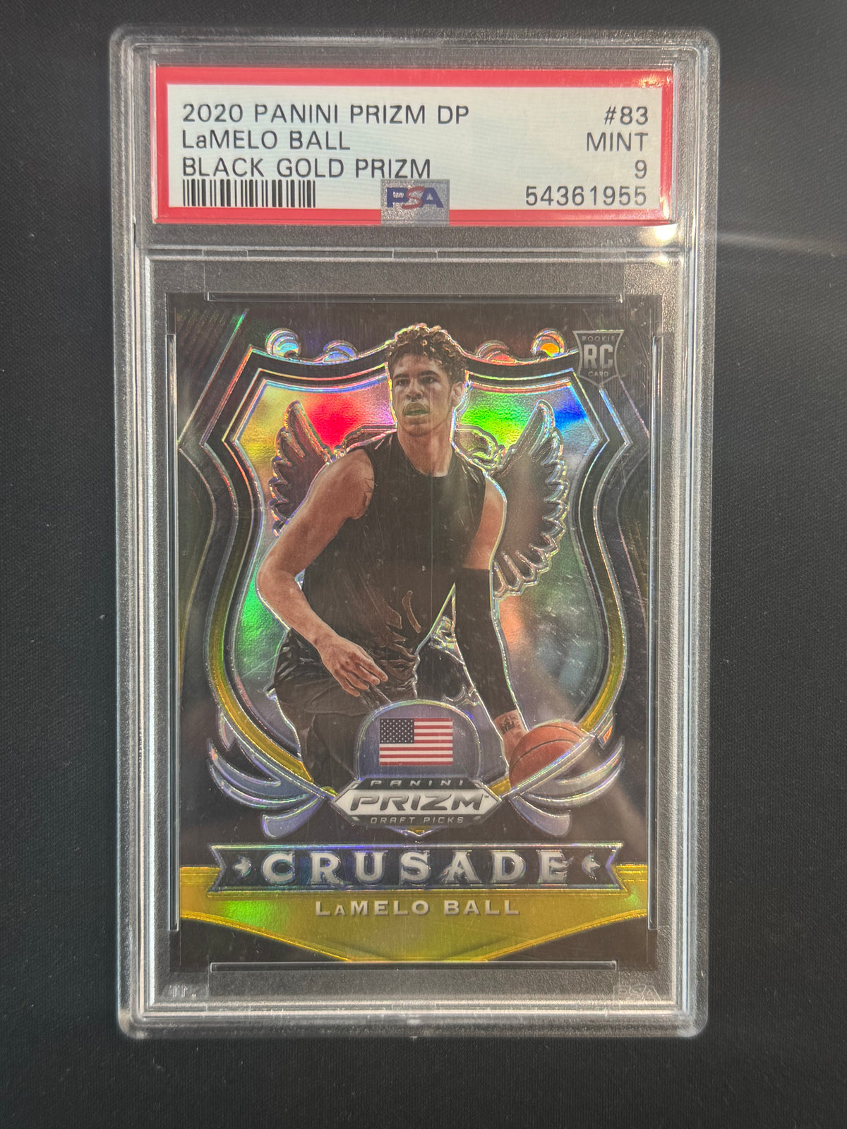 2020 Panini Prizm DP LaMelo Ball Black Gold Prizm /5 PSA 9