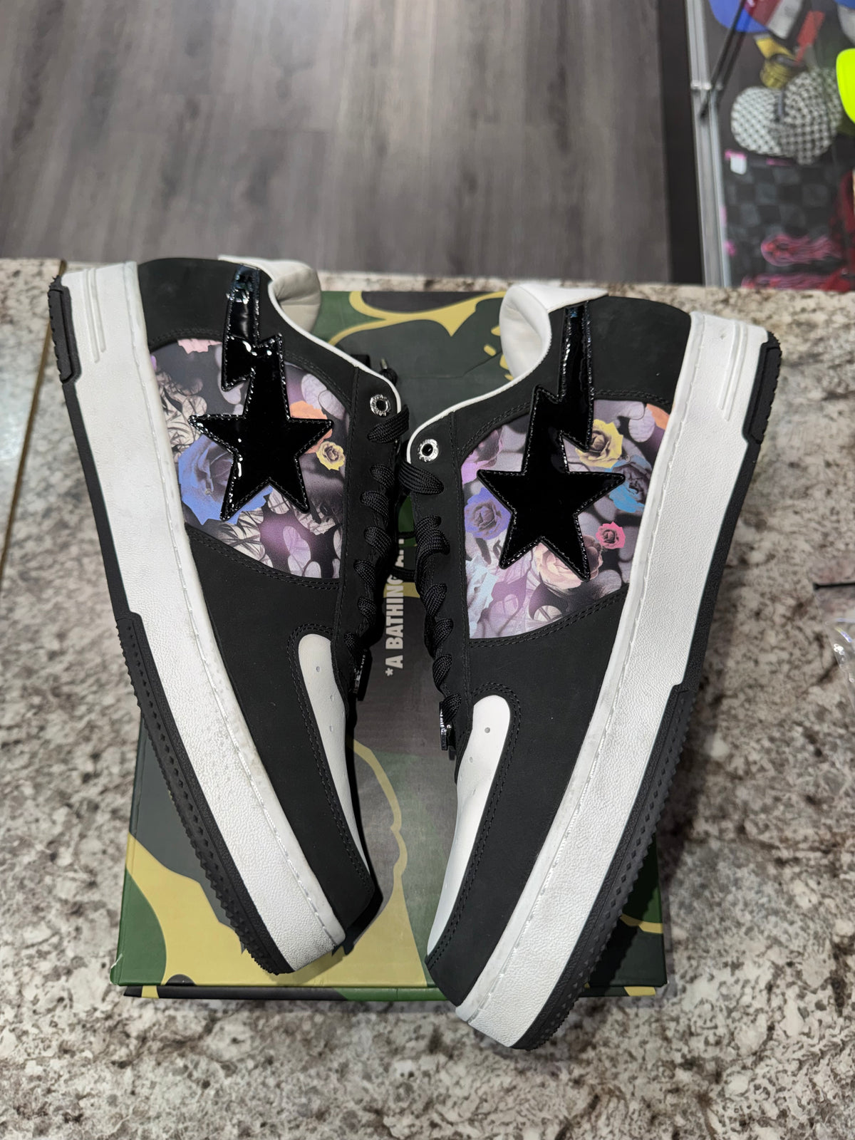 A Bathing Ape Bape Sta #2 Black Multi Roses
