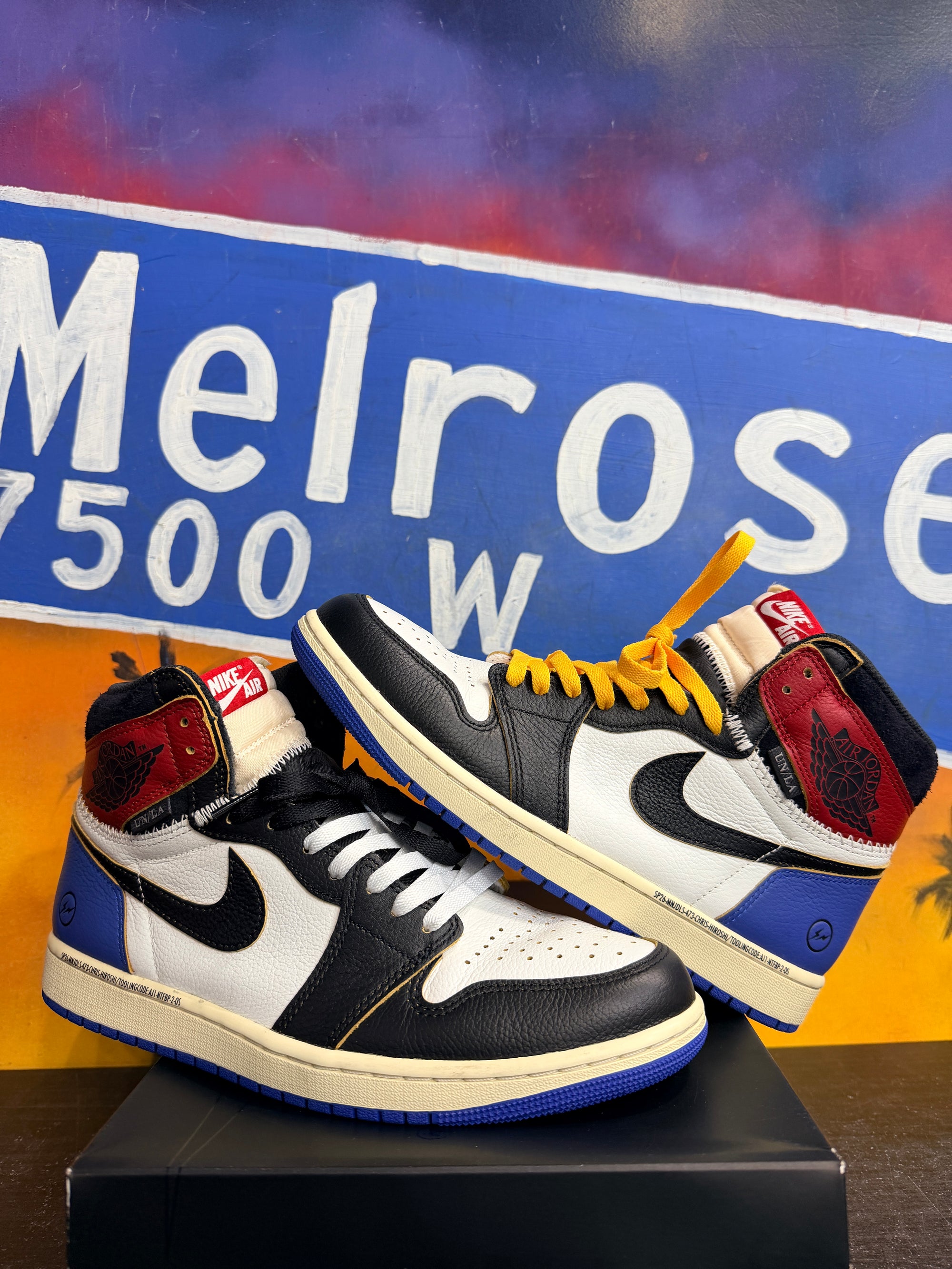 Jordan 1 Retro High OG SP Fragment x Union LA Varsity Red Sport Royal