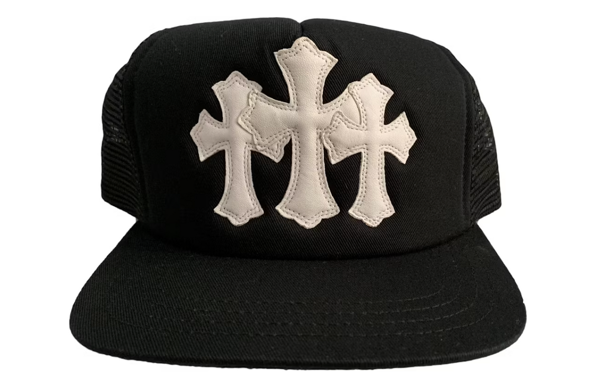 Chrome Hearts Triple Cross Cemetery Trucker Hat/White