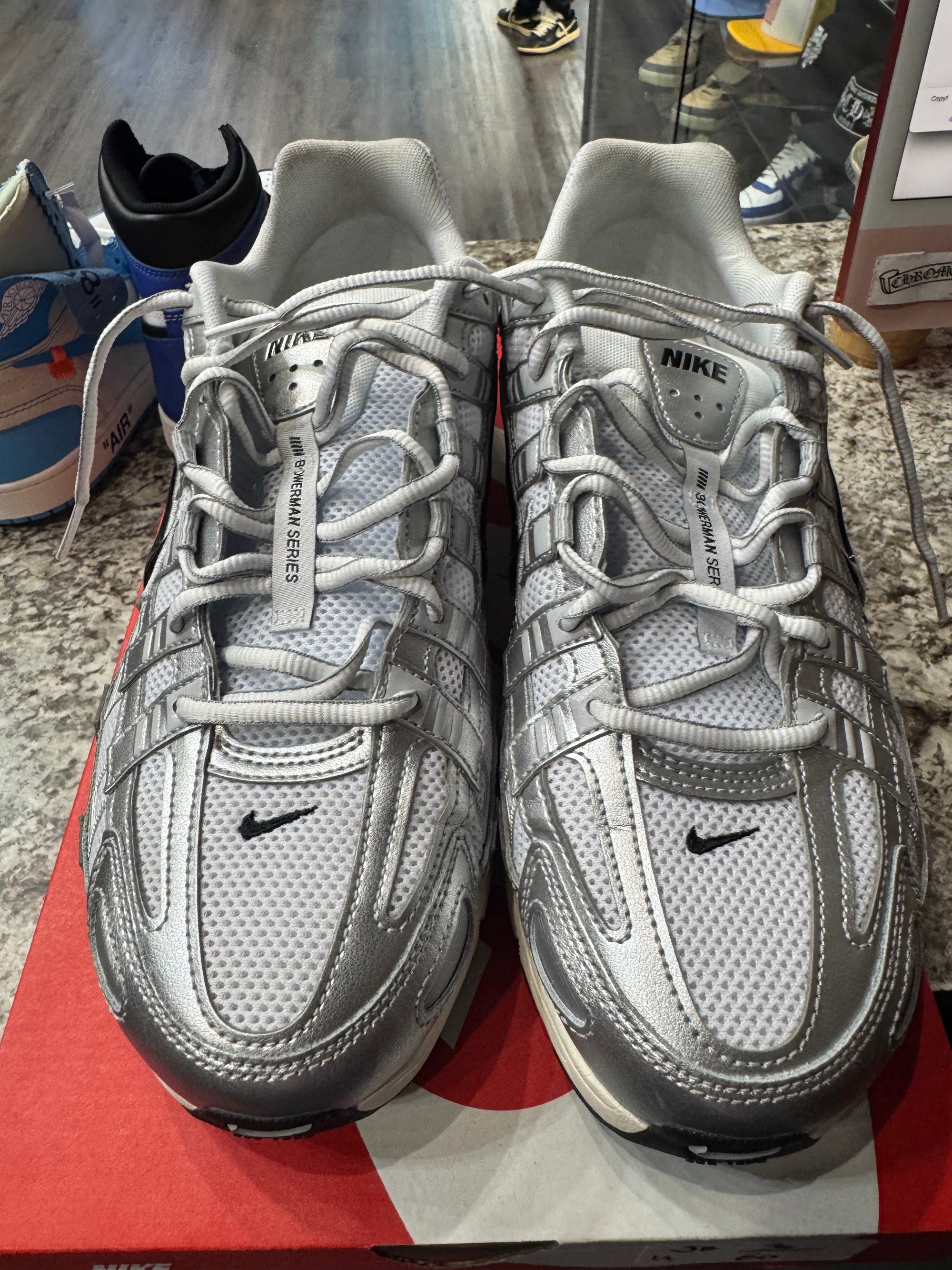 Nike P-6000 White Metallic Silver Flat Silver Black
