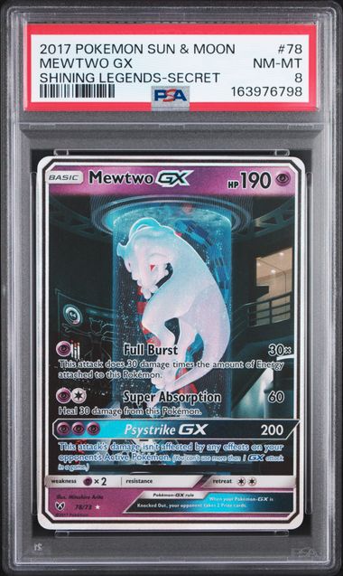 2017 Pokemon Shinning Mewtwo GX #78 PSA 8