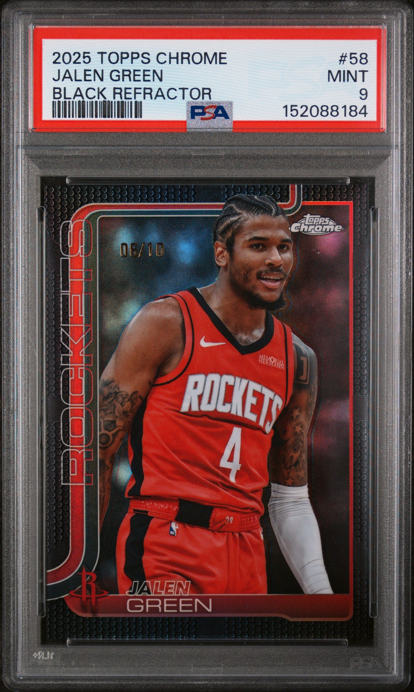 2025 Topps Chrome Jalen Green Black Refractor #58 PSA 9