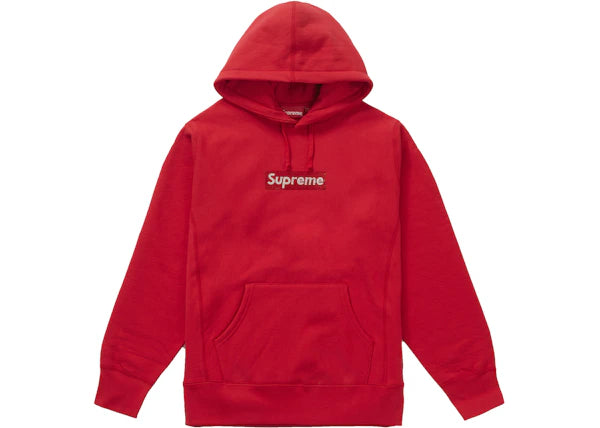 Supreme Swarovski Box Logo Hooded Sweatshirt Red
