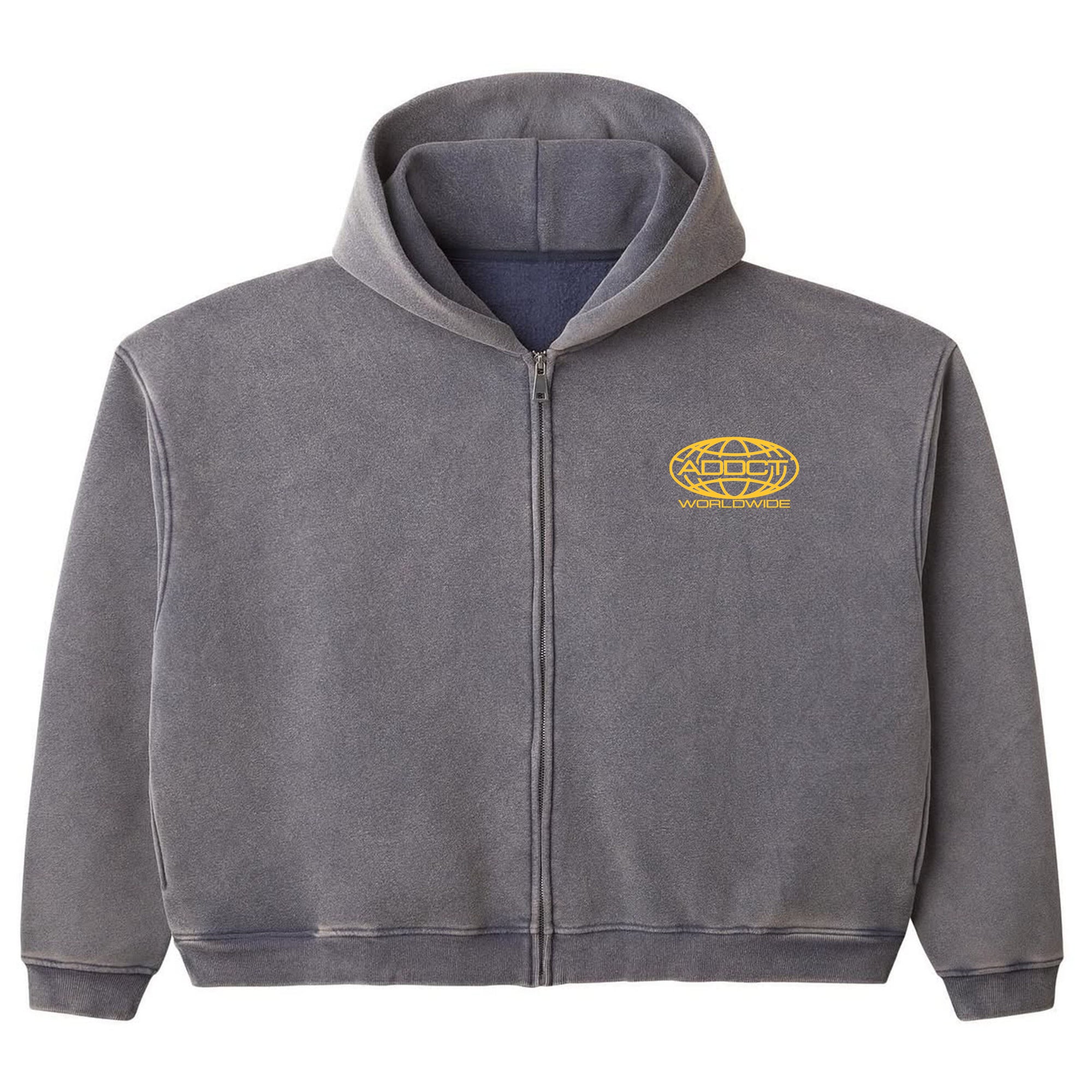 ADDCT WORLDWIDE ACID WASH BLACK HOODIE
