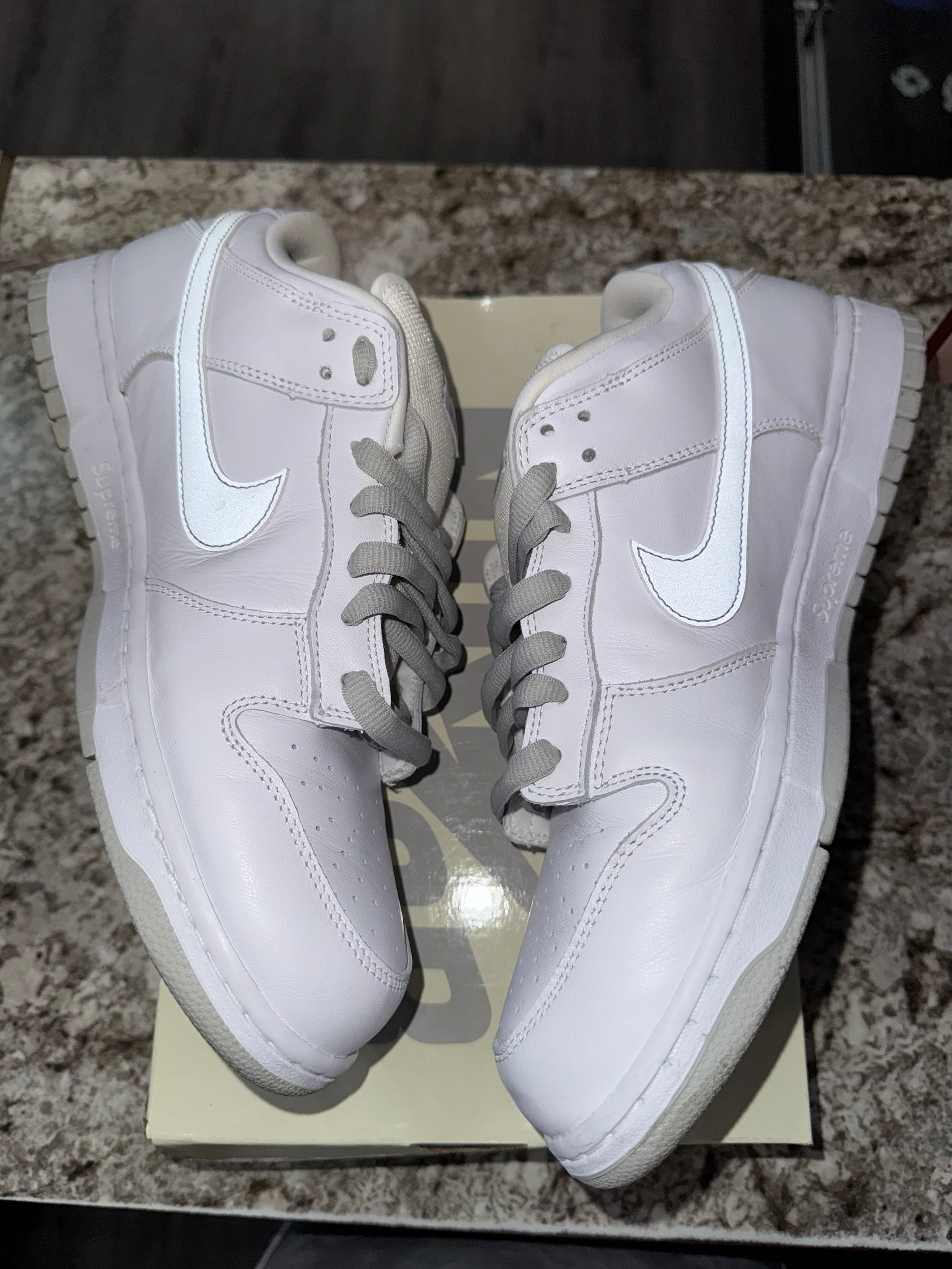 Nike SB Dunk Low Supreme 94 White Metallic Silver