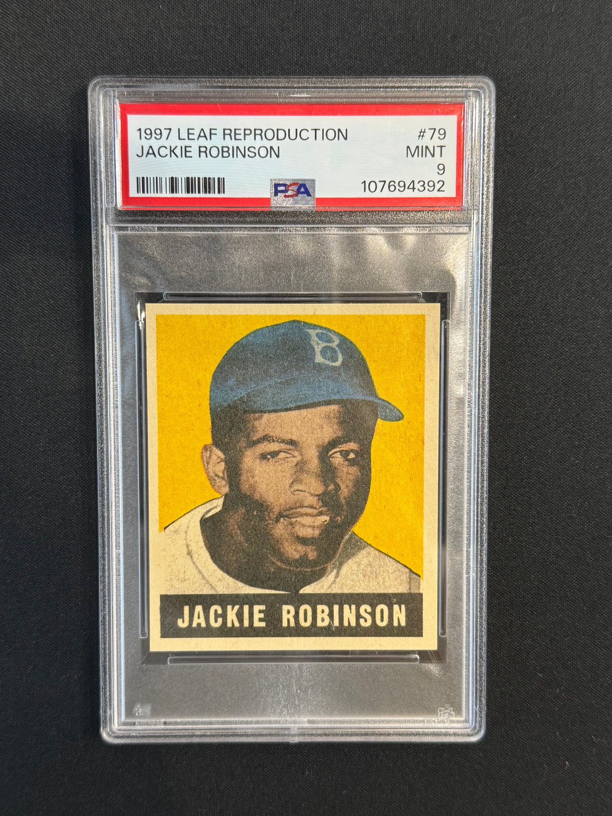 1997 Leaf Reproduction Jackie Robinson PSA 9