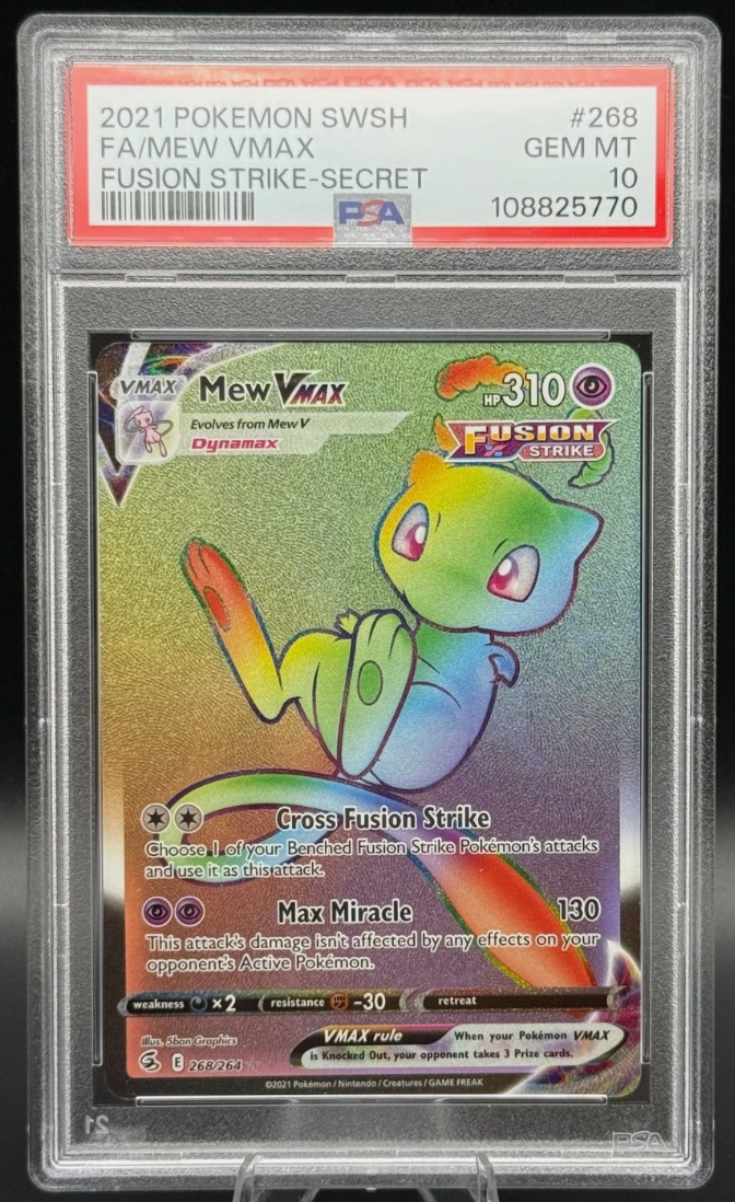 2021 Pokémon Mew VMAX 268/264 Fusion Strike Secret Rare Holo PSA