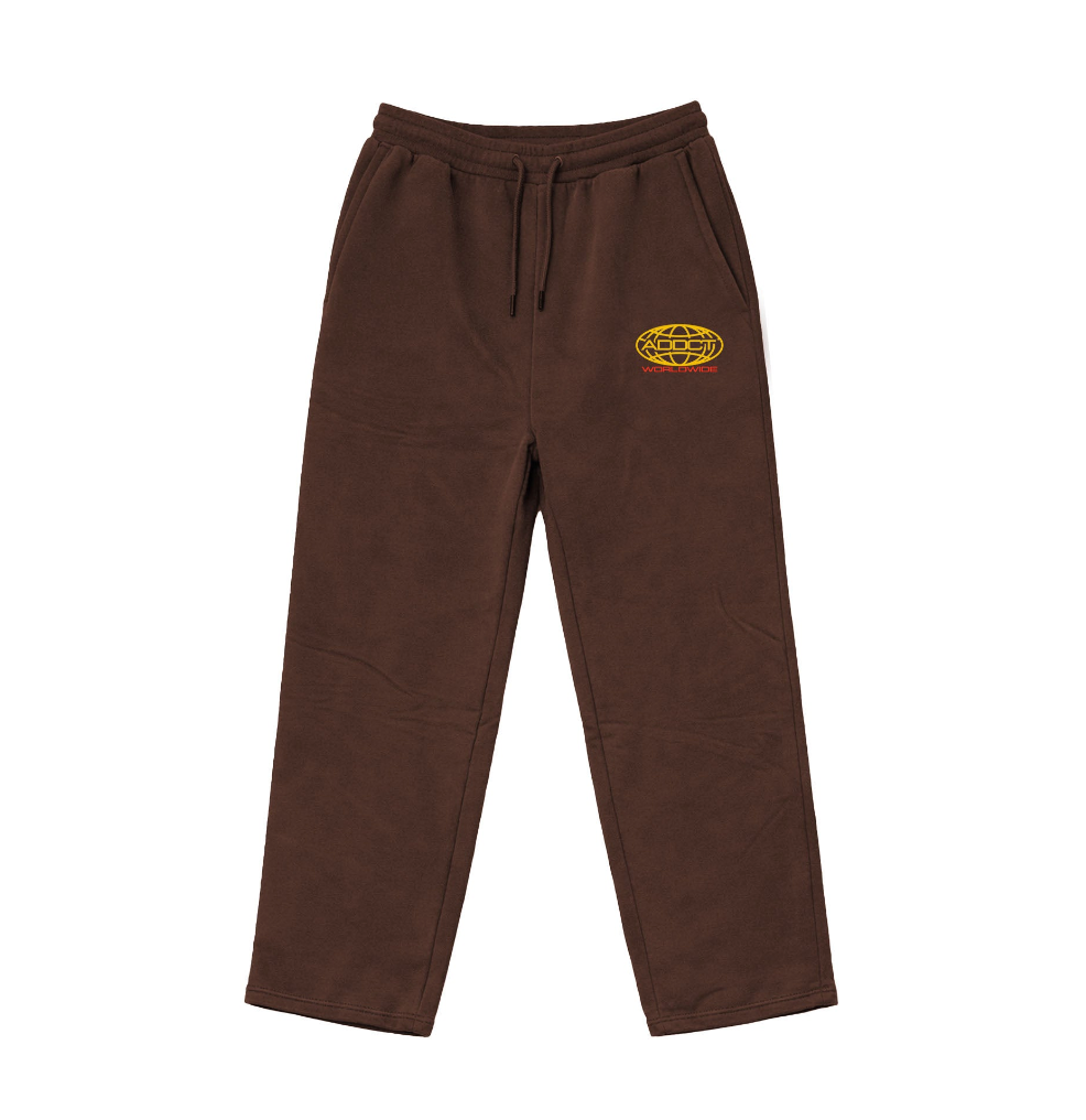 ADDCT WORLDWIDE ACID WASHED BROWN SWEATPANTS