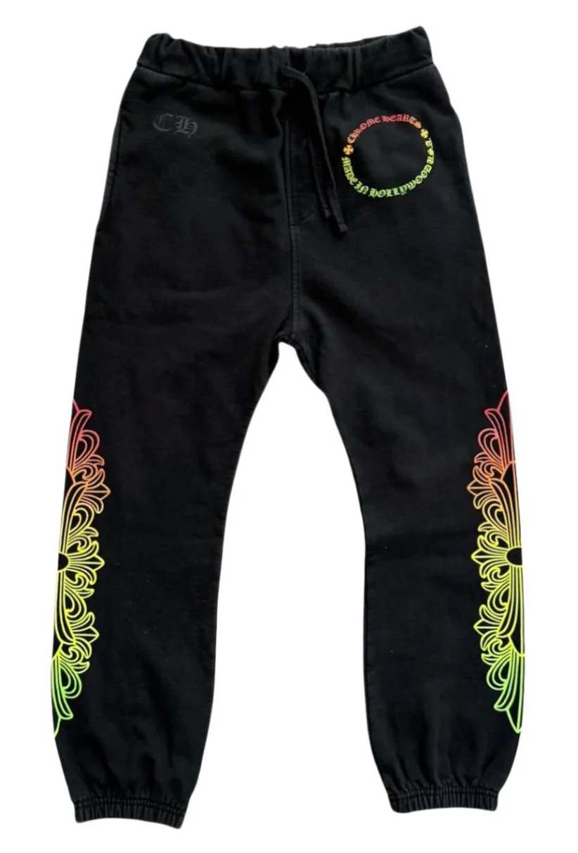 Chrome Hearts Gradient Floral Cross Sweatpants Black