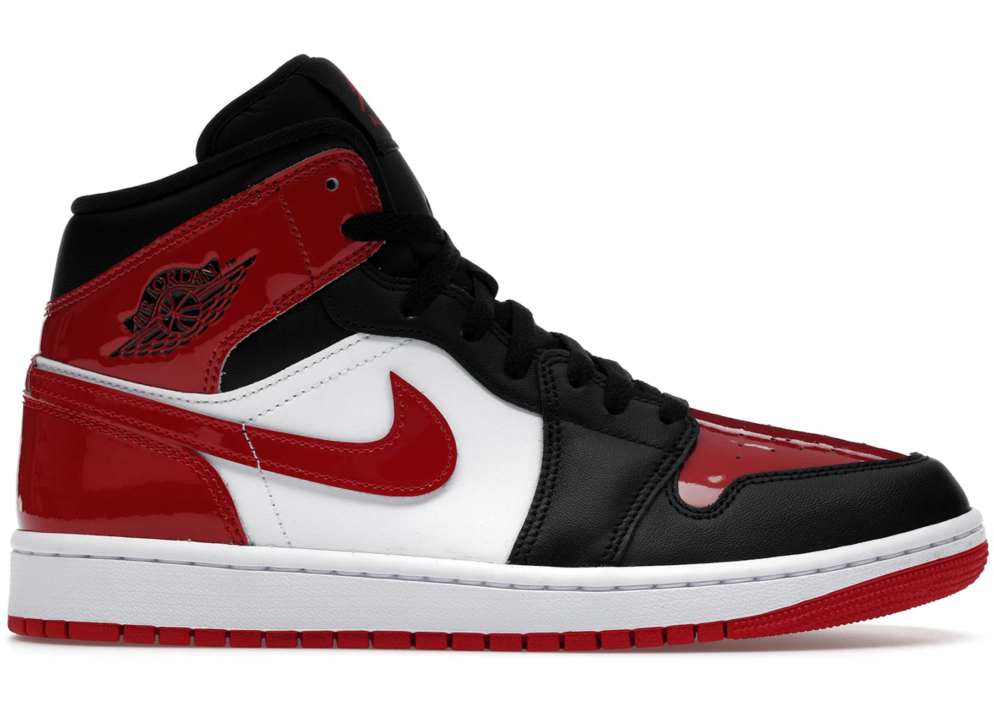 Jordan 1 Mid SE Patent Bred Toe (DAMAGED BOX)