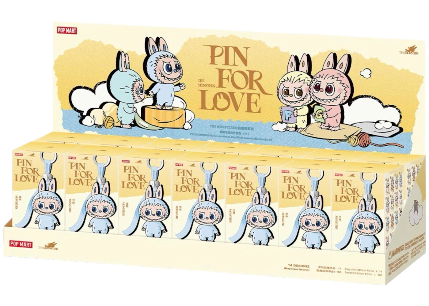 Pop Mart Labubu The Monsters Pin for Love Series Vinyl Plush Pendant (A-M) Sealed Case (14 Blind Box)