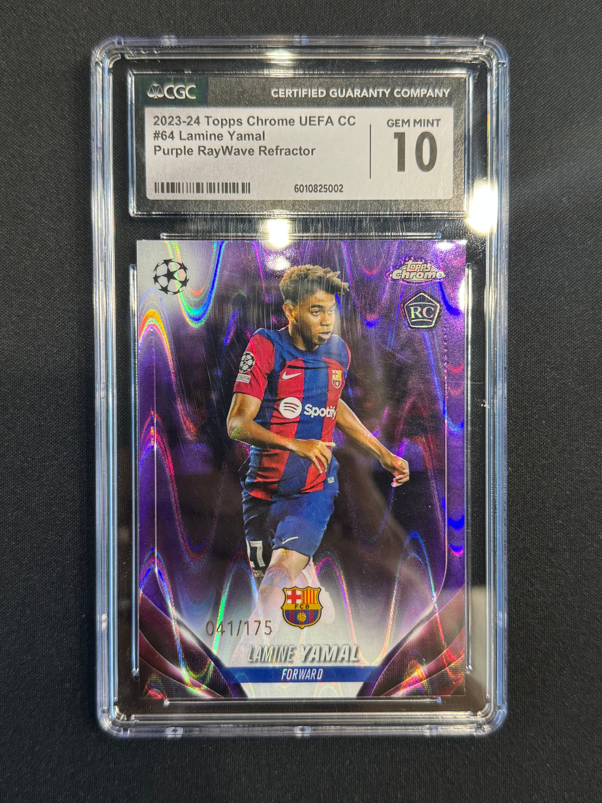 2023-24 Topps Chrome UEFA CC #64 Lamine Yamal Purple RayWave Refractor /175 CGC 10