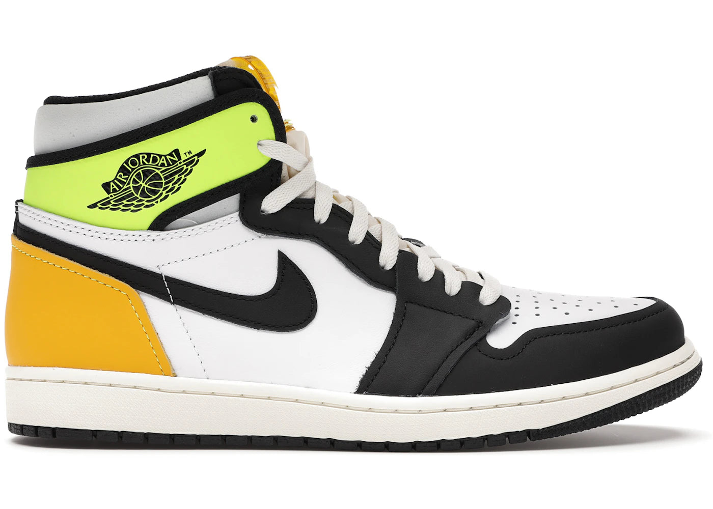 Jordan 1 Retro High White Black Volt University Gold (NO BOX)