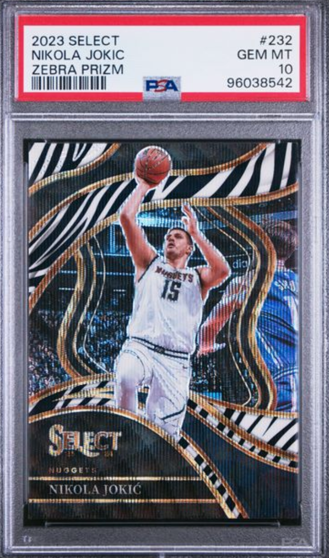 2023 PANINI SELECT #232 NIKOLA JOKIC ZEBRA PRIZM PSA 10