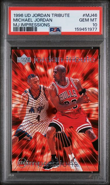1996 UPPER DECK JORDAN TRIBUTE #MJ46 MICHAEL JORDAN MJ IMPRESSIONS PSA 10