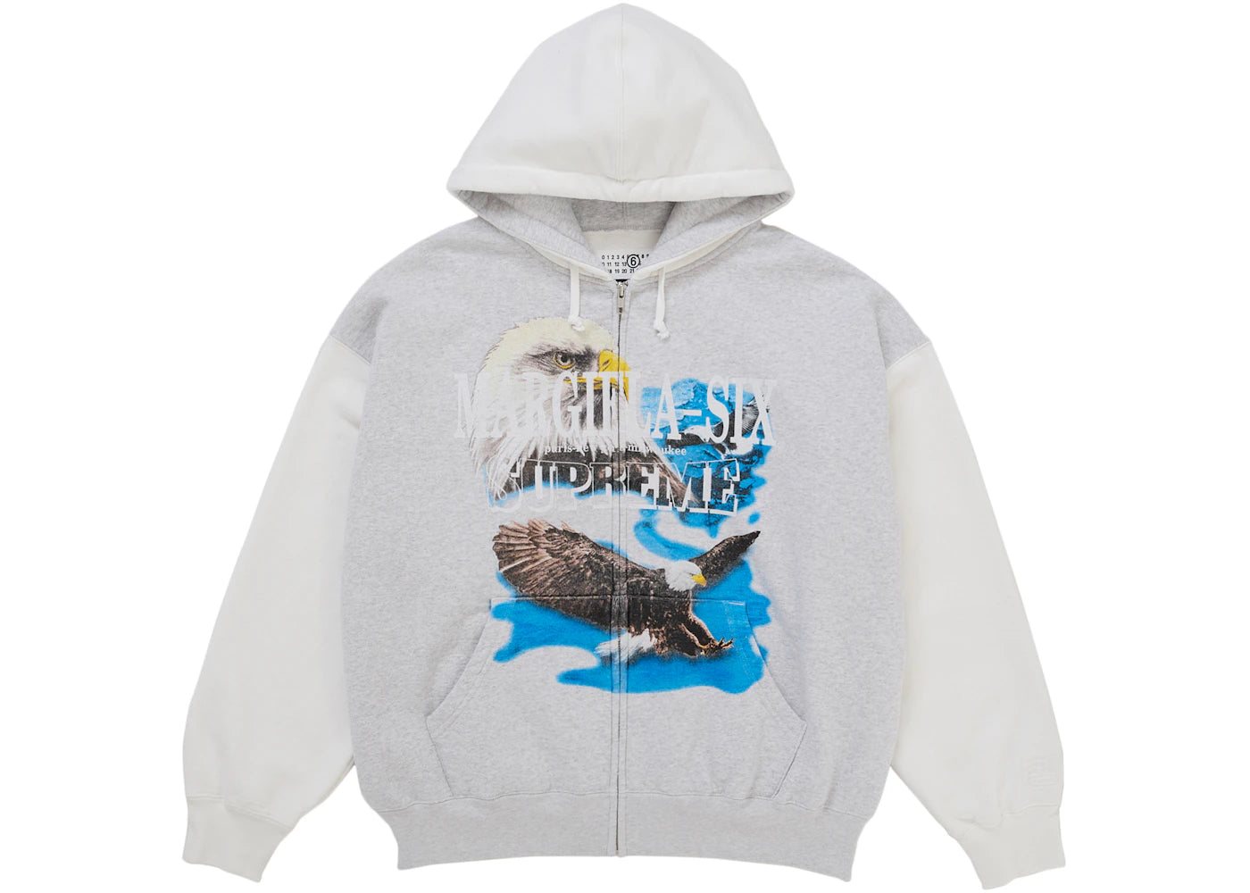 Supreme MM6 Maison Margiela Eagle Zip Up Hooded Sweatshirt White
