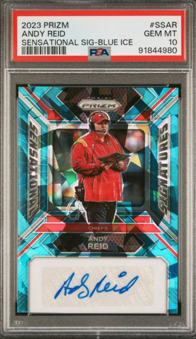 2023 PANINI PRIZM SENSATIONAL SIGNATURES #SSAR ANDY REID SENSATIONAL SIG-BLUE ICE