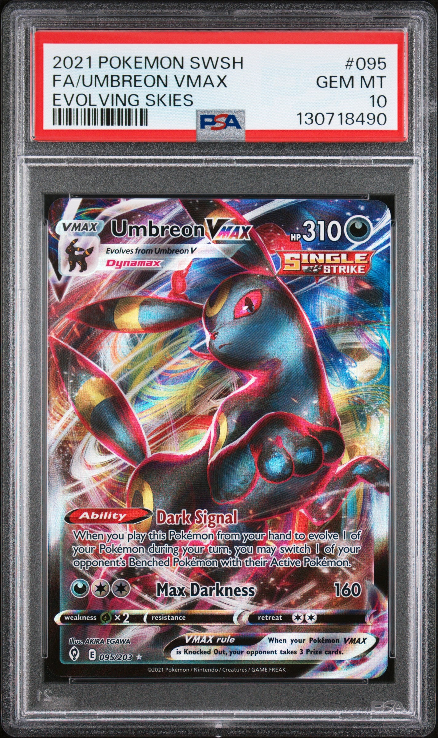 2021 Pokemon Umbreon Vmax Evolving Skies #095 PSA 10