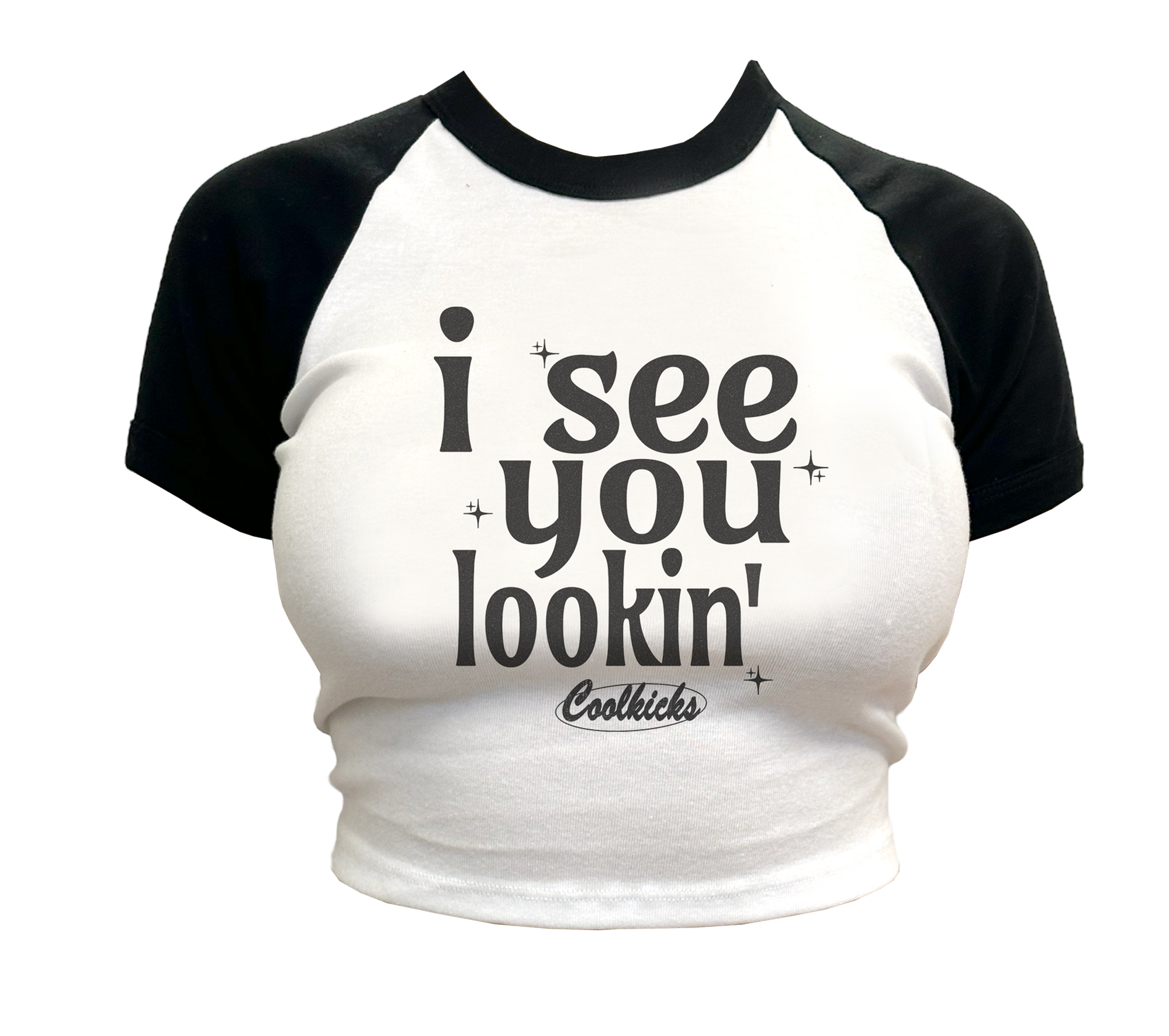 Coolkicks I SEE YOU LOOKIN Baby Tee - White/Black